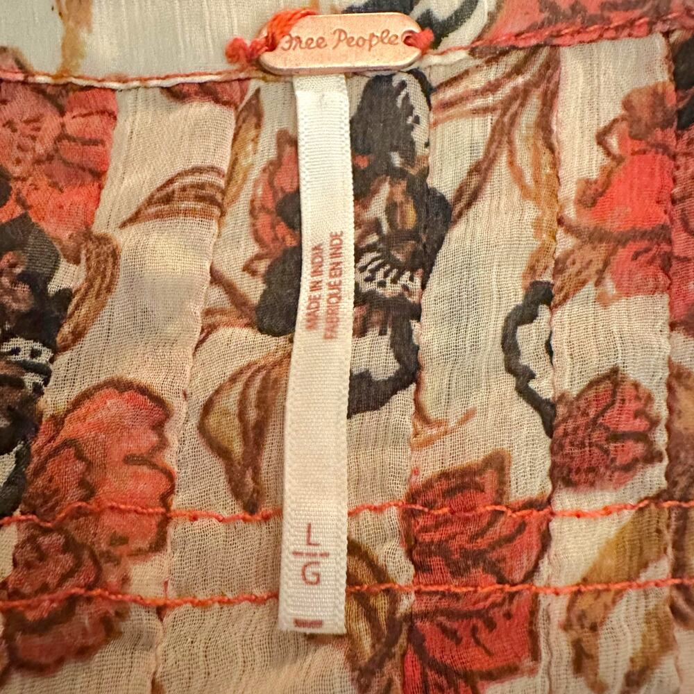 Free People See It Through Dress in Tea Combo Size Large Bohemian Boho Floral - Picture 13 of 16